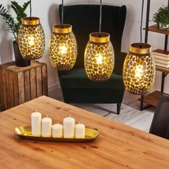 Lampes Dorées-hofstein Suspension Ventimiglia Noir doré, 4 lumières