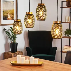 Lampes Dorées-hofstein Suspension Ventimiglia Noir doré, 4 lumières