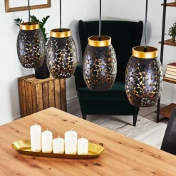 Lampes Dorées-hofstein Suspension Ventimiglia Noir doré, 4 lumières