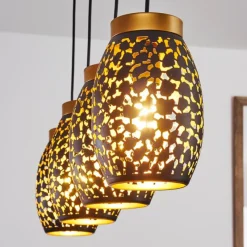 Lampes Dorées-hofstein Suspension Ventimiglia Noir doré, 4 lumières