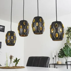 Lampes Dorées-hofstein Suspension Ventmiglia Noir, 4 lumières