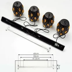 Lampes Dorées-hofstein Suspension Ventmiglia Noir, 4 lumières