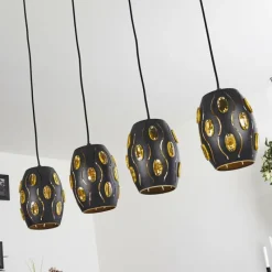 Lampes Dorées-hofstein Suspension Ventmiglia Noir, 4 lumières