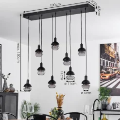 Suspension Verre Fumé-hofstein Suspension Ventosa Noir, 9 lumières