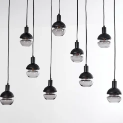 Suspension Verre Fumé-hofstein Suspension Ventosa Noir, 9 lumières