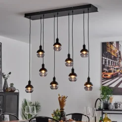 Suspension Verre Fumé-hofstein Suspension Ventosa Noir, 9 lumières