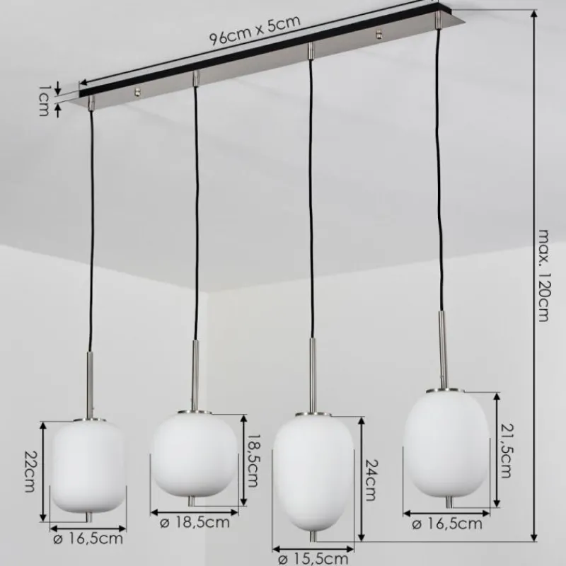 hofstein Suspension Verbania Blanc, 4 lumières