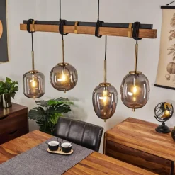 Suspension Verre Fumé-hofstein Suspension Verbania Brun, Laiton, 4 lumières