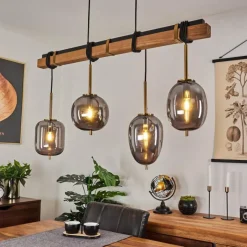 Suspension Verre Fumé-hofstein Suspension Verbania Brun, Laiton, 4 lumières