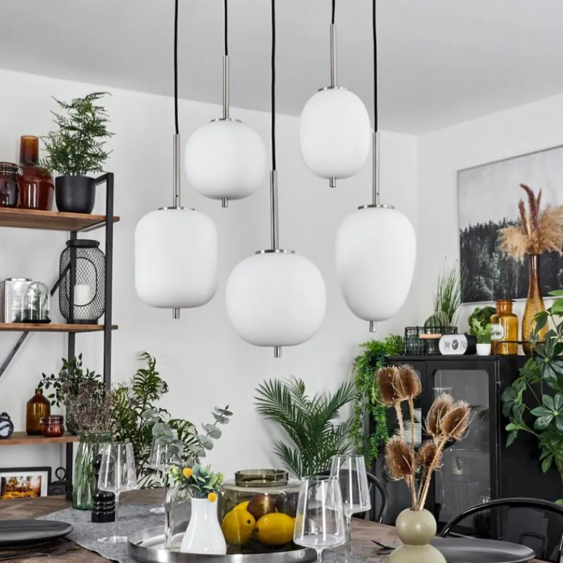 hofstein Suspension Verbania Nickel mat, 5 lumières