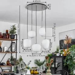 hofstein Suspension Verbania Nickel mat, 5 lumières