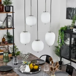 hofstein Suspension Verbania Nickel mat, 5 lumières