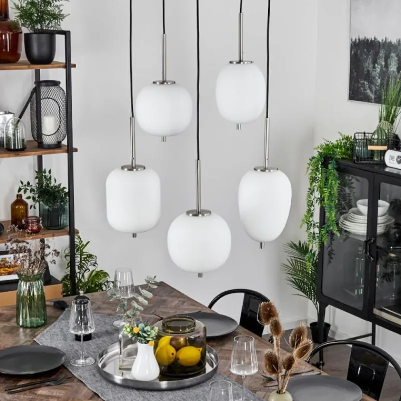 hofstein Suspension Verbania Nickel mat, 5 lumières