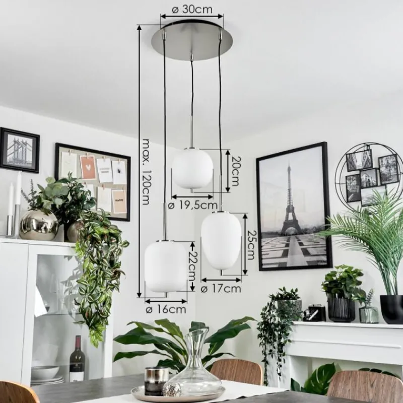 hofstein Suspension Verbania Nickel mat, 3 lumières