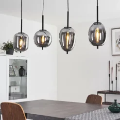 Suspension Verre Fumé-hofstein Suspension Verbania Noir, 4 lumières