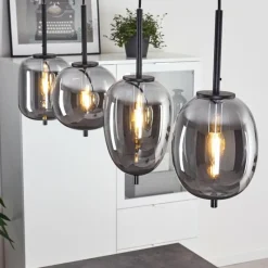 Suspension Verre Fumé-hofstein Suspension Verbania Noir, 4 lumières