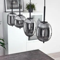 Suspension Verre Fumé-hofstein Suspension Verbania Noir, 4 lumières