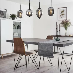 Suspension Verre Fumé-hofstein Suspension Verbania Noir, 4 lumières