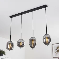 Suspension Verre Fumé-hofstein Suspension Verbania Noir, 4 lumières