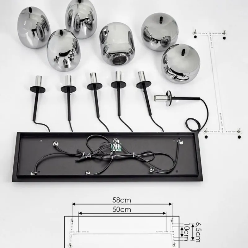 hofstein Suspension Verbania Noir, 6 lumières