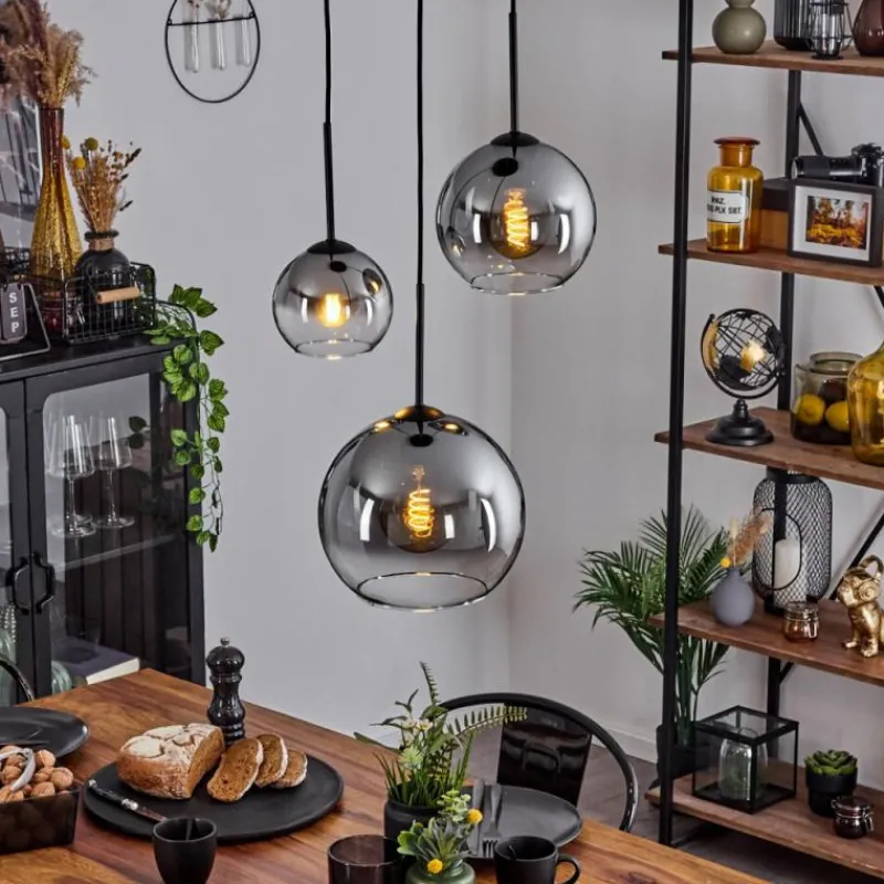 Suspension Verre Fumé-hofstein Suspension Verre 15 cm, 20 cm, 25 cm Koyoto Clair, Fumé, 3 lumières