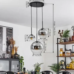 Suspension Verre Fumé-hofstein Suspension Verre 15 cm, 20 cm, 25 cm Koyoto Clair, Fumé, 3 lumières