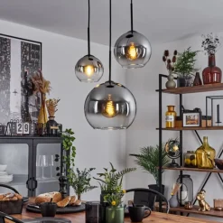 Suspension Verre Fumé-hofstein Suspension Verre 15 cm, 20 cm, 25 cm Koyoto Clair, Fumé, 3 lumières