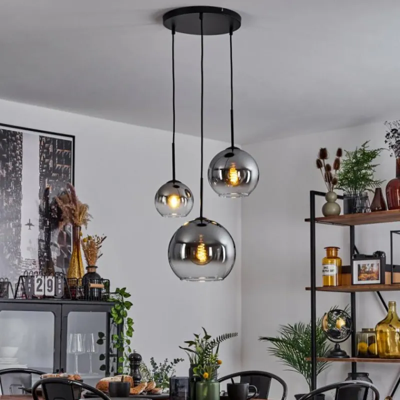 Suspension Verre Fumé-hofstein Suspension Verre 15 cm, 20 cm, 25 cm Koyoto Clair, Fumé, 3 lumières