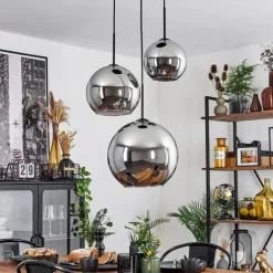 Suspension Verre Fumé-hofstein Suspension Verre 20 cm, 25 cm, 30cm Koyoto Chrome, Fumé, 3 lumières