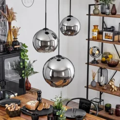 Suspension Verre Fumé-hofstein Suspension Verre 20 cm, 25 cm, 30cm Koyoto Chrome, Fumé, 3 lumières