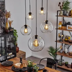 hofstein Suspension Verre 15 cm, 20 cm, 25 cm, 30cm Koyoto Clair, 5 lumières