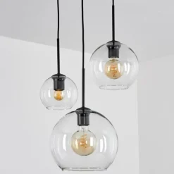 hofstein Suspension Verre 15 cm, 20 cm, 25 cm Koyoto Clair, 3 lumières