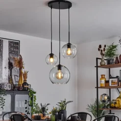 hofstein Suspension Verre 15 cm, 20 cm, 25 cm Koyoto Clair, 3 lumières