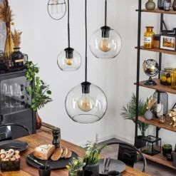 hofstein Suspension Verre 15 cm, 20 cm, 25 cm Koyoto Clair, 3 lumières