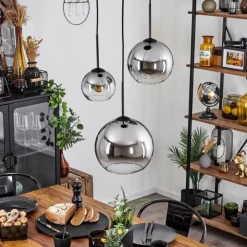 Suspension Verre Fumé-hofstein Suspension Verre 15 cm, 20 cm, 25 cm Koyoto Chrome, Clair, Fumé, 3 lumières