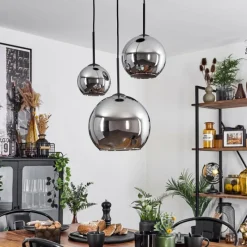 Suspension Verre Fumé-hofstein Suspension Verre 15 cm, 20 cm, 25 cm Koyoto Chrome, Fumé, 3 lumières