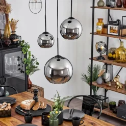 Suspension Verre Fumé-hofstein Suspension Verre 15 cm, 20 cm, 25 cm Koyoto Chrome, Fumé, 3 lumières