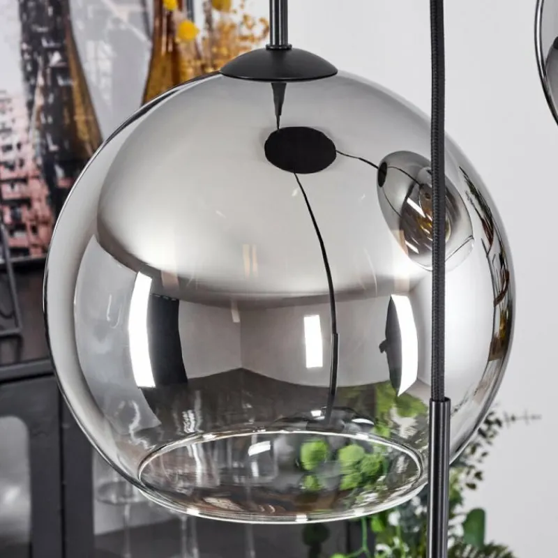 Suspension Verre Fumé-hofstein Suspension Verre 20 cm, 25 cm, 30cm Koyoto Chrome, Clair, Fumé, 3 lumières