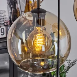 hofstein Suspension Verre 20 cm, 25 cm, 30cm Koyoto Ambre, 3 lumières