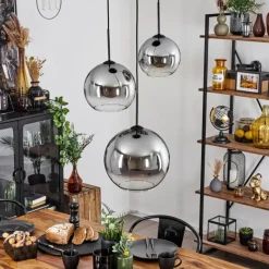 Suspension Verre Fumé-hofstein Suspension Verre 20 cm, 25 cm, 30cm Koyoto Clair, Fumé, 3 lumières