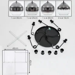 Suspension Verre Fumé-hofstein Suspension Verre 15 cm, 20 cm, 25 cm, 30cm Koyoto Chrome, Clair, Fumé, 5 lumières