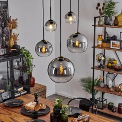 Suspension Verre Fumé-hofstein Suspension Verre 15 cm, 20 cm, 25 cm, 30cm Koyoto Clair, Fumé, 5 lumières