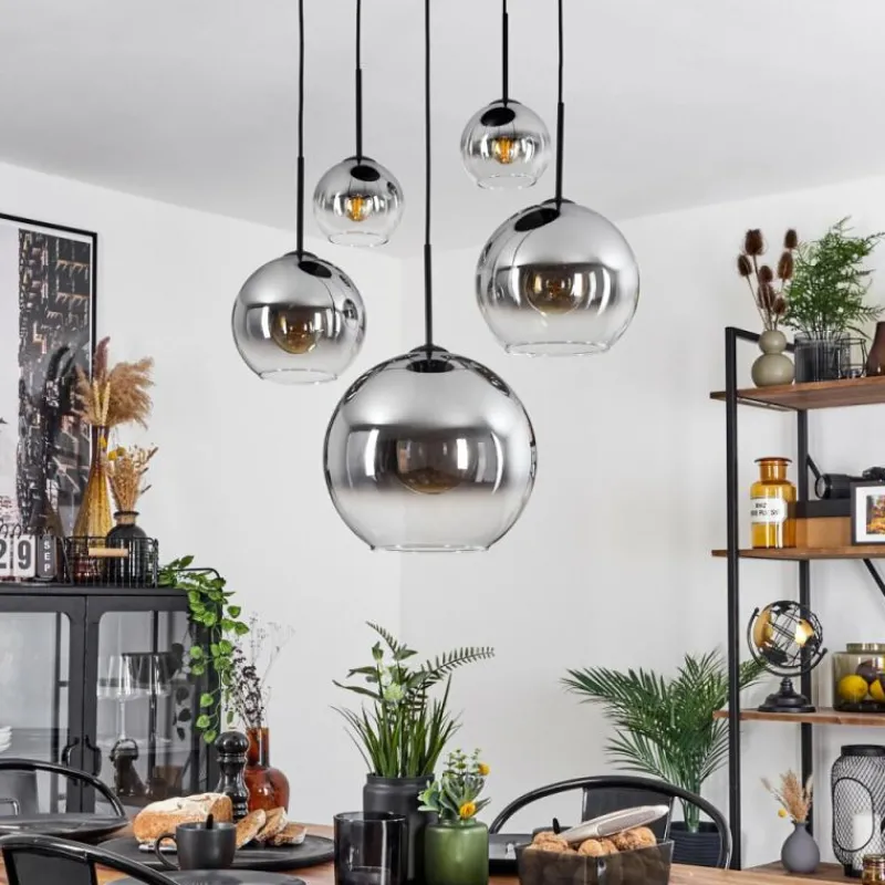 Suspension Verre Fumé-hofstein Suspension Verre 15 cm, 20 cm, 25 cm, 30cm Koyoto Clair, Fumé, 5 lumières