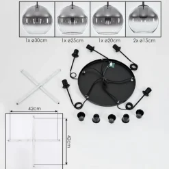 Suspension Verre Fumé-hofstein Suspension Verre 15 cm, 20 cm, 25 cm, 30cm Koyoto Clair, Fumé, 5 lumières