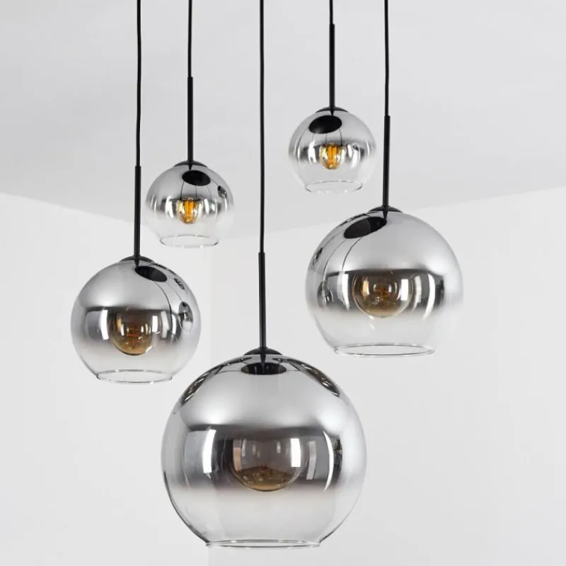 Suspension Verre Fumé-hofstein Suspension Verre 15 cm, 20 cm, 25 cm, 30cm Koyoto Clair, Fumé, 5 lumières