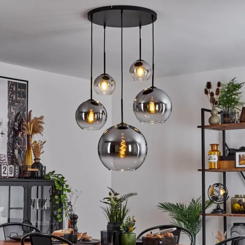 Suspension Verre Fumé-hofstein Suspension Verre 15 cm, 20 cm, 25 cm, 30cm Koyoto Clair, Fumé, 5 lumières