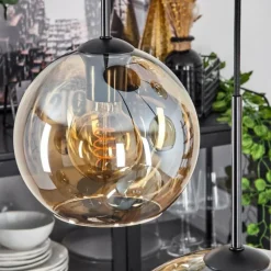 hofstein Suspension Verre 15 cm, 20 cm, 25 cm, 30cm Koyoto Ambre, 5 lumières