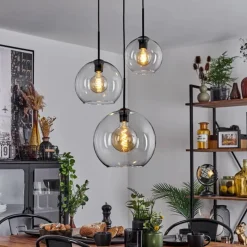 hofstein Suspension Verre 20 cm, 25 cm, 30cm Koyoto Clair, 3 lumières