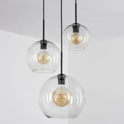 hofstein Suspension Verre 20 cm, 25 cm, 30cm Koyoto Clair, 3 lumières