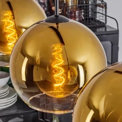 hofstein Suspension Verre 25 cm Koyoto Or, Clair, 3 lumières